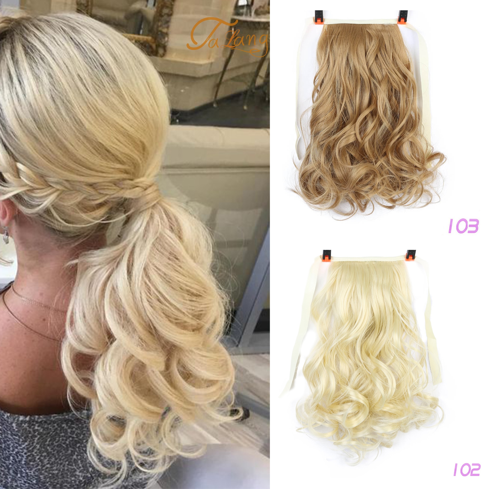 Extension Capillaire Synthétique Bouclée Couleur Brun Doré (cobrizo) - Postiche Partiel Type "bollo" - Taille Petit
