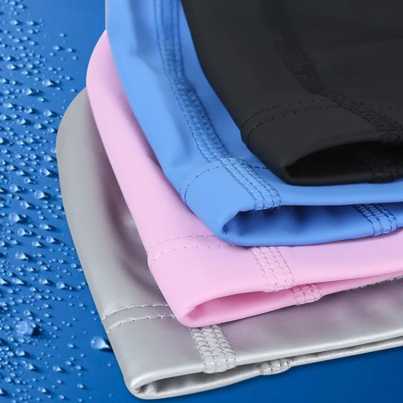 Swimming Caps Women Men Universal Long Hair Ear Protection Swim Caps PU Waterproof Letter Printed Swimming Cap Pool Accessories