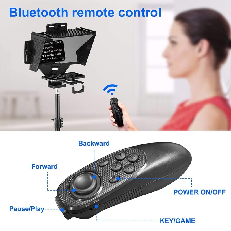 Portable Teleprompter With Remote Control, Suitable For Ipad, Camera, Video Recording, Smartphone Teleprompter Devices