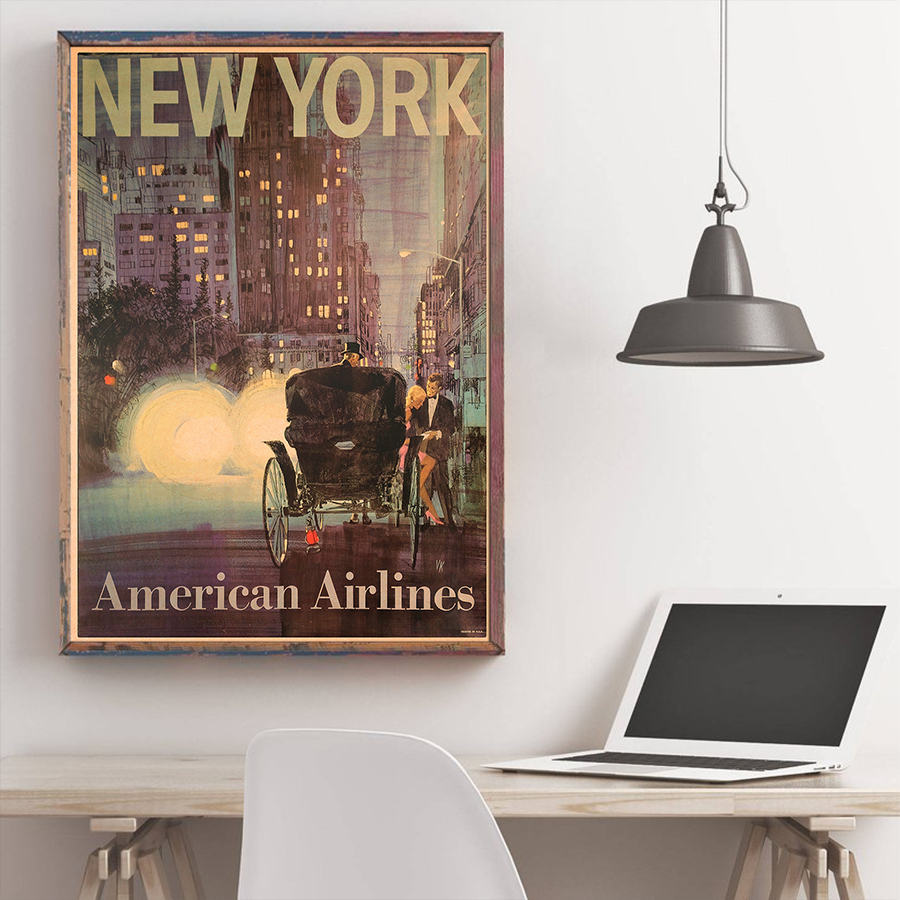 york landemerker plakat bytur veggklistremerke årgang kraftpapir kafé bar hotellinnredning håndmalt landskapsbilde 42 x 30cm