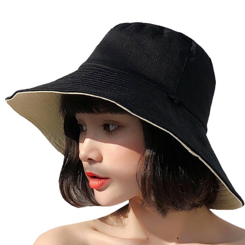 Summer woman Anti-UV Panama Summer Sun Cap Viseira For both sides caps cotton Beach Hats For Women Hat Female Lady Bucket Hat