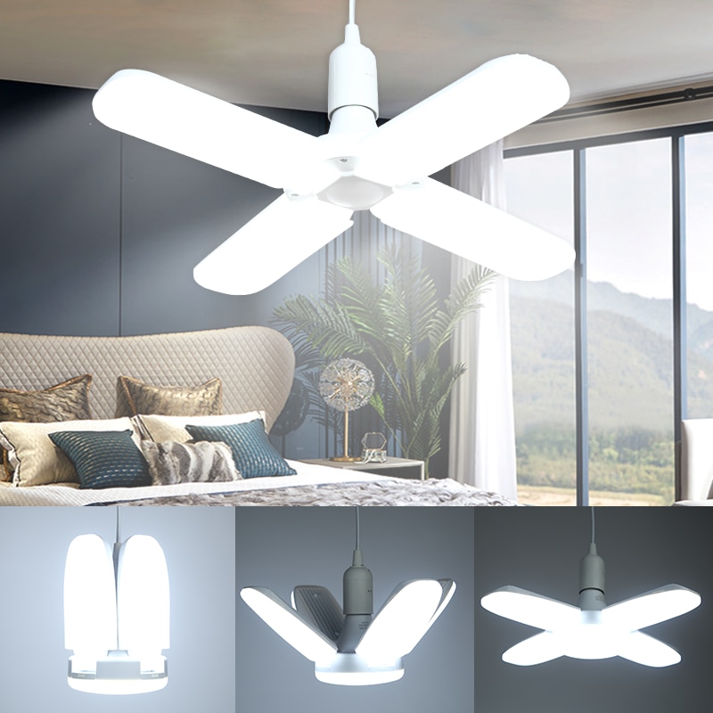 E27 Led Lamp Opvouwbare Fan Blade Licht 60W 45W 220V 6500K Verstelbare Lampen Koud Wit voor Thuis Keuken Binnenverlichting
