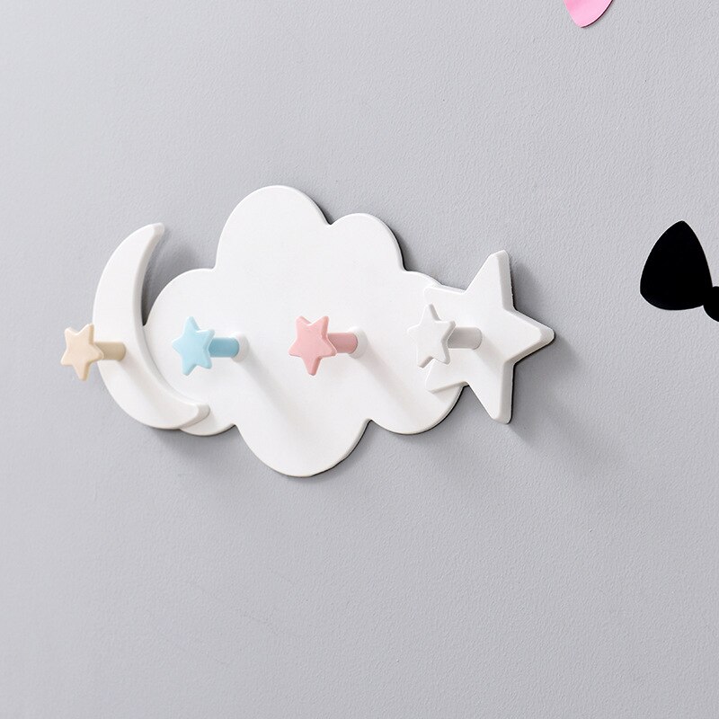 Crochet magique de porte sans clou, nouvelle décoration de crochet de porte de salle de bains à colle forte colorée de nuage de dessin animé: B