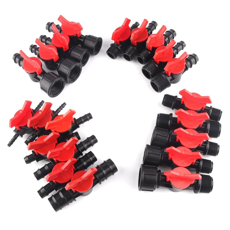 Mini válvula de esfera para irrigação, 2 peças, 1/4 "1/2", rosqueada, alta qualidade, conectores de água do jardim, válvula de gotejamento, interruptor de mangueira, controladores de água