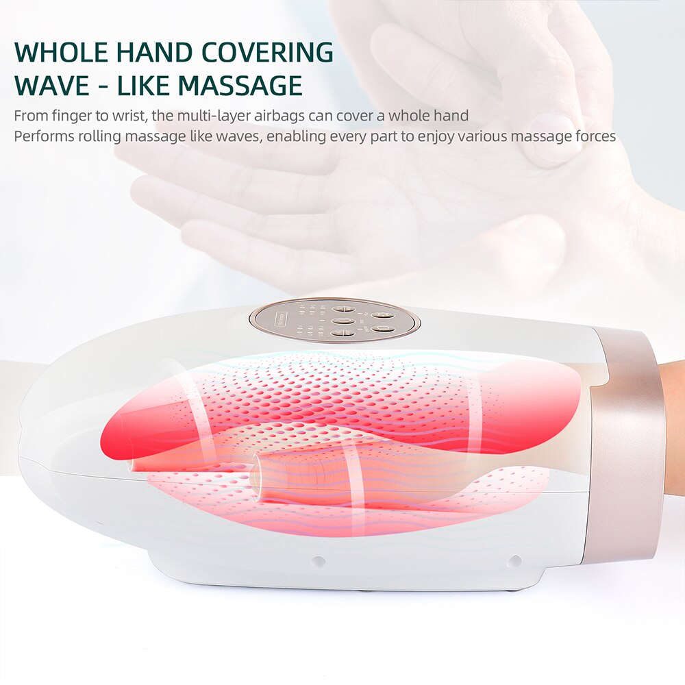 Heated Hand Massager Air Compression Palm Massager Finger Wrist Spa Relax Pain Relief Device Pressotherapy Palm Massage Machine
