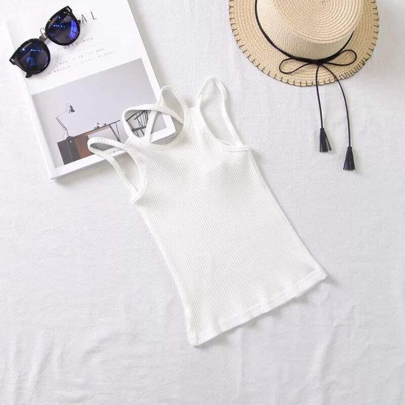 Tops Voor Meisjes Zomer Vest Stijl Meisjes Kleding Kruis Riem Vest Katoen Toevallige Mouwloze Kinderen Snoep Kleuren Sport Vesten Out dragen: white / 105-110cm