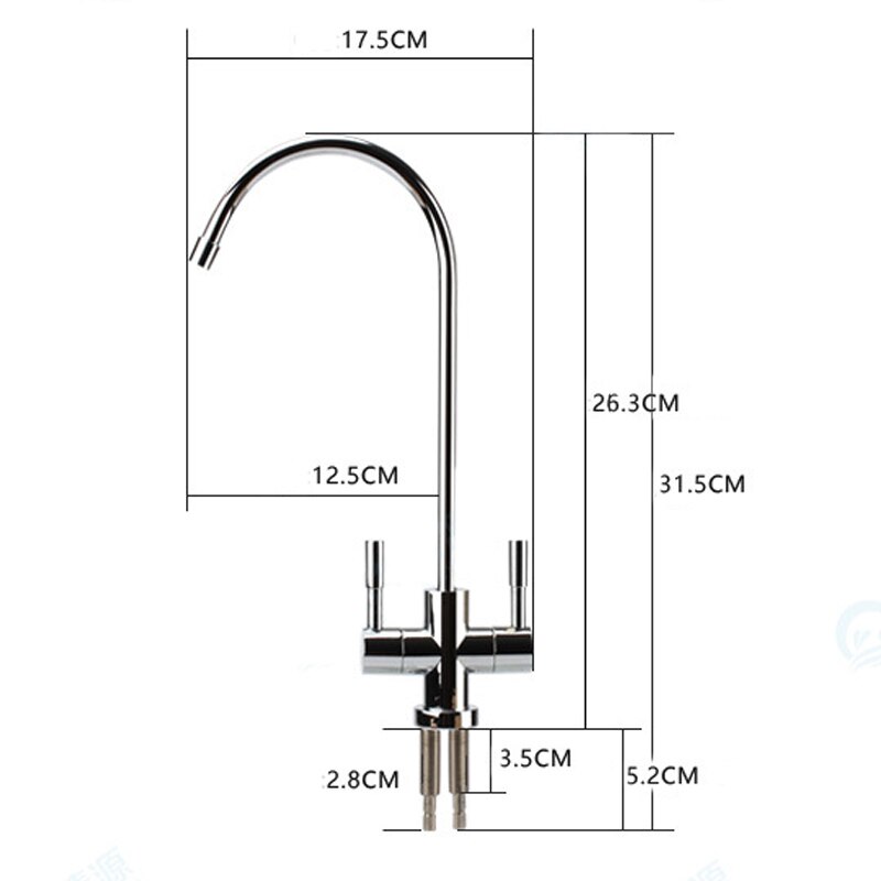 Rvs Dubbele Outlet Kraan Set Waterzuiveraar Tap Keuken Ro Kraan Dubbele Inlaat En Uitlaat Tap 1/4 Inch Connect slang