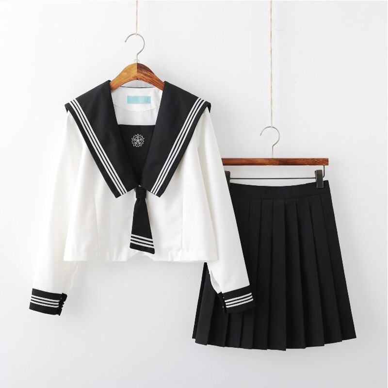 Summer Japan Style Women Girl Sailor Fuku Outfit Costume School uniforms Pleated Skirt JK Uniforms: S