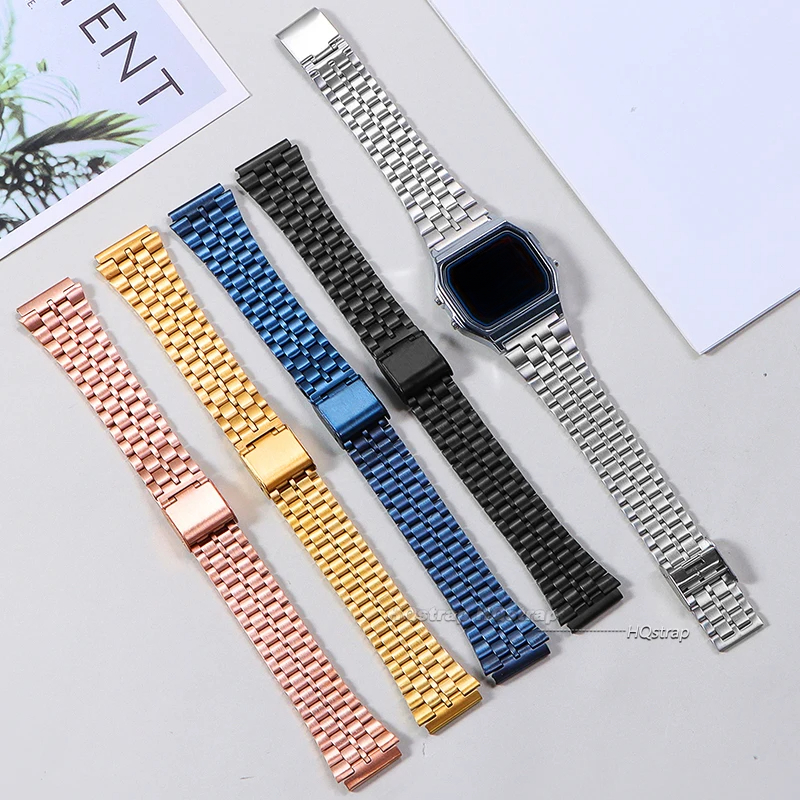 18 mm Edelstahlarmband für Casio F84 F105/108/A158/168 AE1200/1300 SGW400 F91W Vintage Metallarmband Hochwertiges Armband