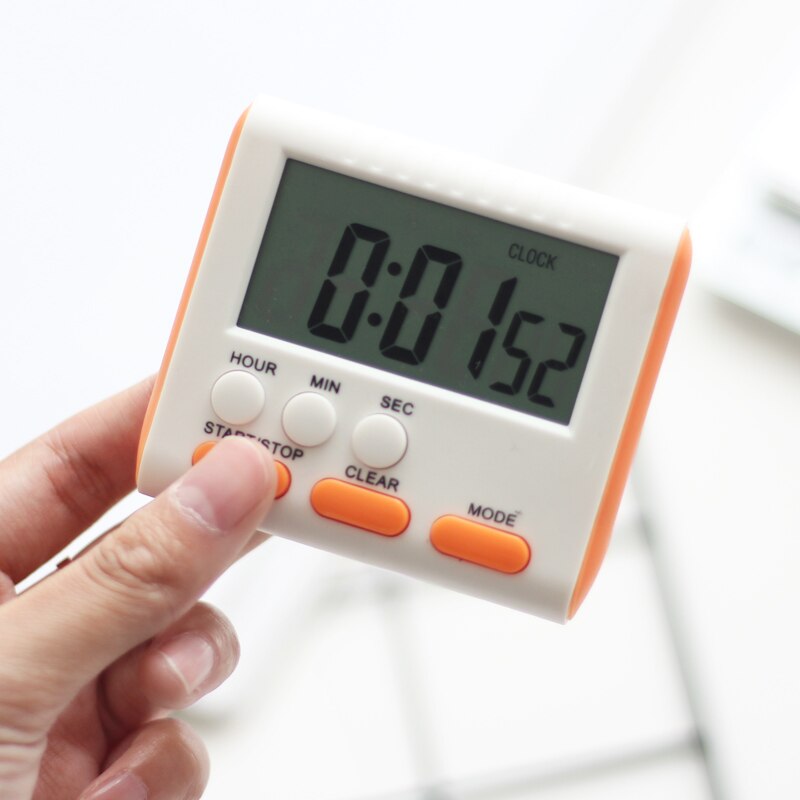 Digital kitchen Timer Large LCD Display Screen Timer Countdown Clock with Loud Alarm Retractable Stand Magnet Hanging Bracket: Orange