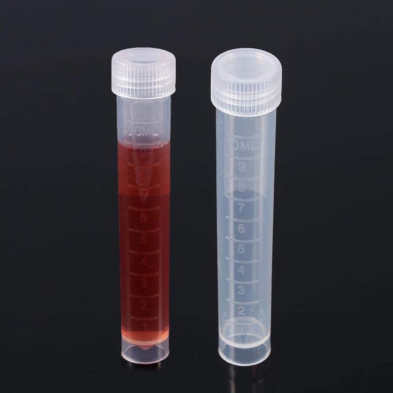 10Pcs 10ml White Freezing Tubes Plastic Vials Sample Tubes with Screw Lid