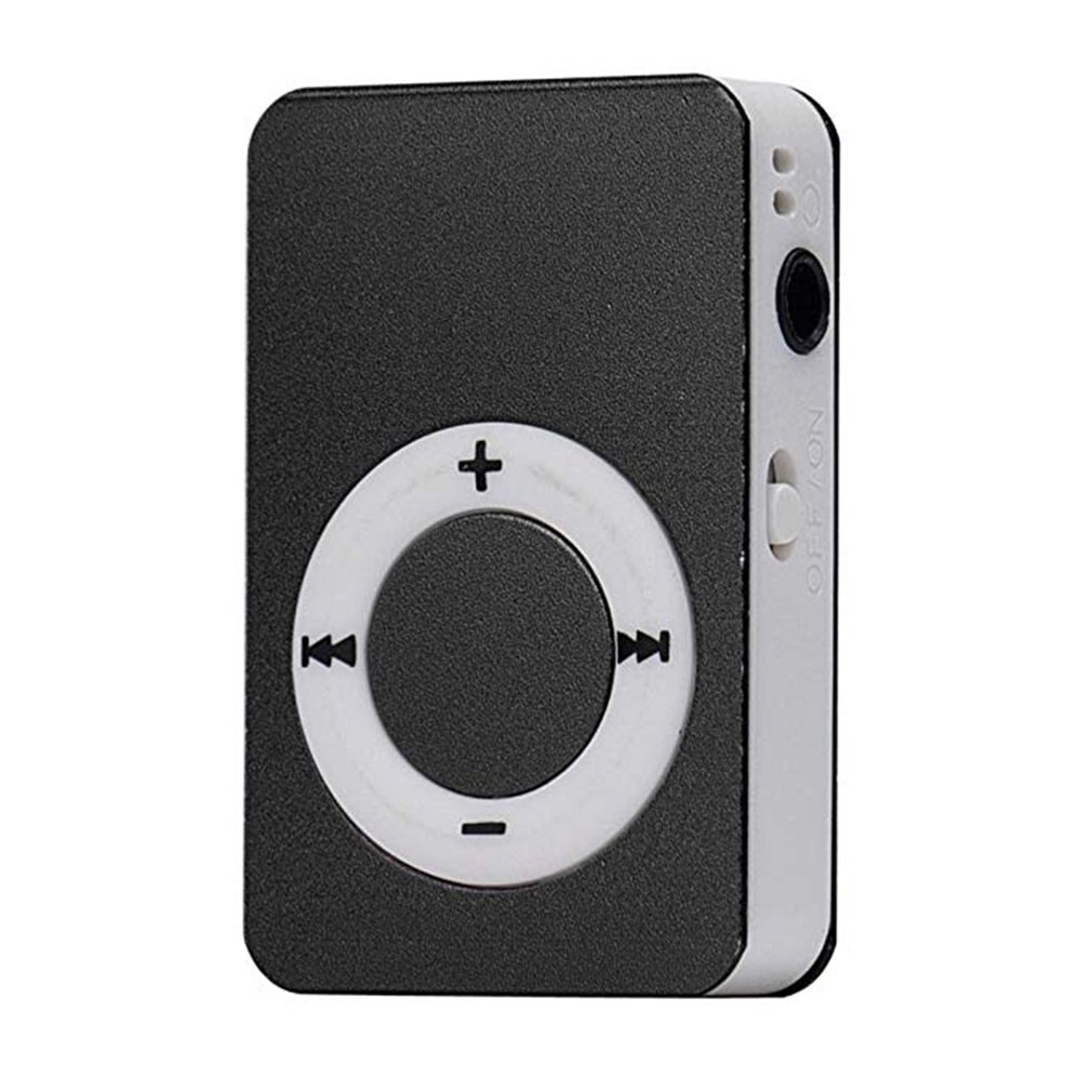 Mini reproductor de MP3 con Clip de Metal, reproductor de música Digital deportivo, compatible con tarjeta TF, reproductor de MP3, USB 2,0, con conector para auriculares de 3,5mm: Black