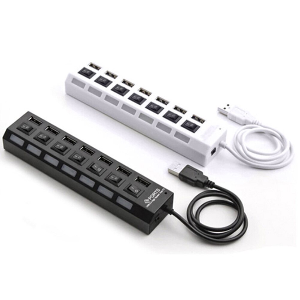 7 Ports Usb Hub LED USB High Speed 480 Mbps Adapter USB Hub With Power On Off Switch For PC Laptop Computer PC Laptop With ON/OF