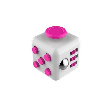 Min cube Spielzeug Vinyl Schreibtisch Finger Spielzeug Squeeze Spaß Stressabbau 3,3 cm Anti-Stress-: White Pink