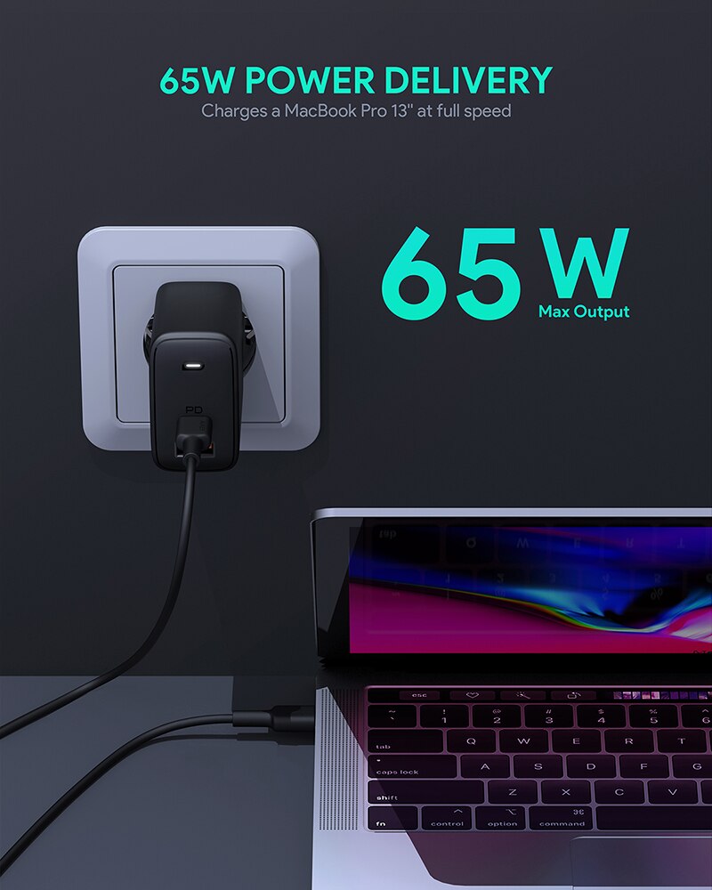 AUKEY PA-B3 65W PD szybka ładowarka ścienna ue usa typ C stacja ładująca USB dla iphone&#39;a dla ładowarki do telefonu Macbook