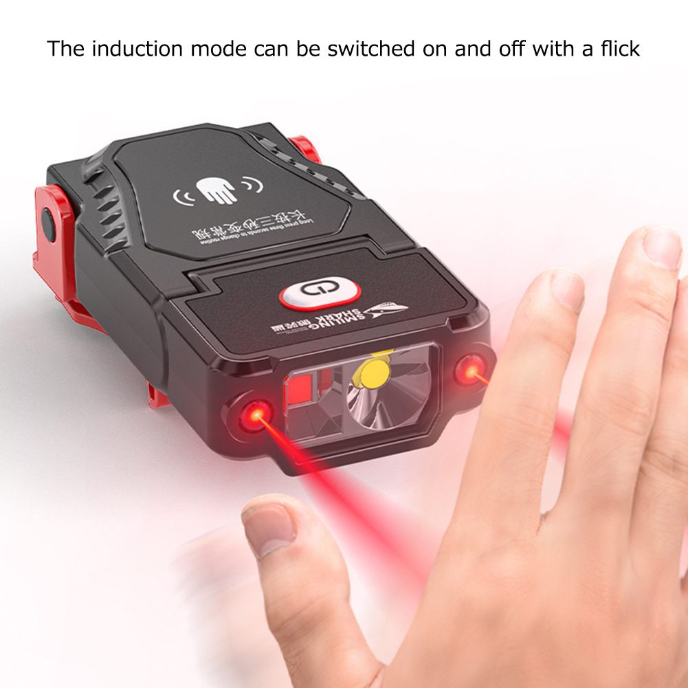 Linterna frontal de inducción LED portátil, recargable linterna de cabeza, Clip de sombrero, luz de Camping, Mini luz de trabajo al aire libre, lámpara de pesca