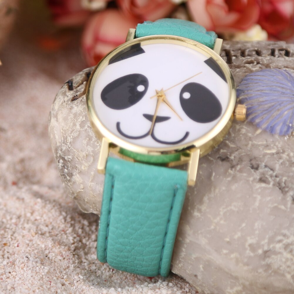 Casual Leuke Panda Horloge Vrouwen Horloges Lederen Band Analoge Quarz Horloges Goedkope Prijs Relogio Feminino Reloj Mujer