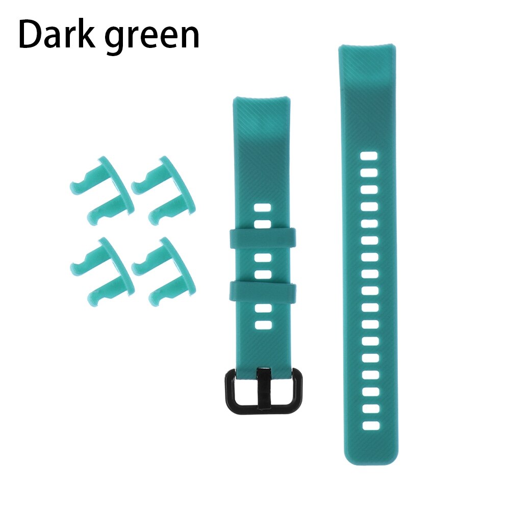 Colorful Silicone Wristbands Watch Band Replacement Strap Smart Watch Bracelet Strap For Honor Band 5 4: dark green