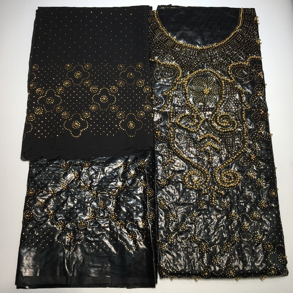 bazin riche getzner african fabric with rhinestones & beads latest top 3 in 1 basin tissu africain brocade fabric for dress