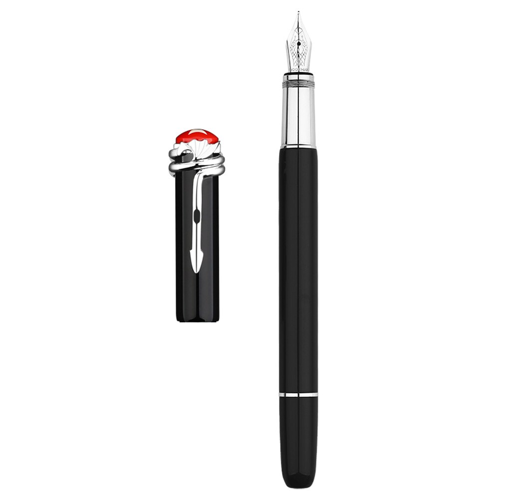 Updated Moonman Master F9 Metal Fountain Pen Snake / Spider Piston Ink Pen F Nib 0.5mm Original Box: Black-Snake