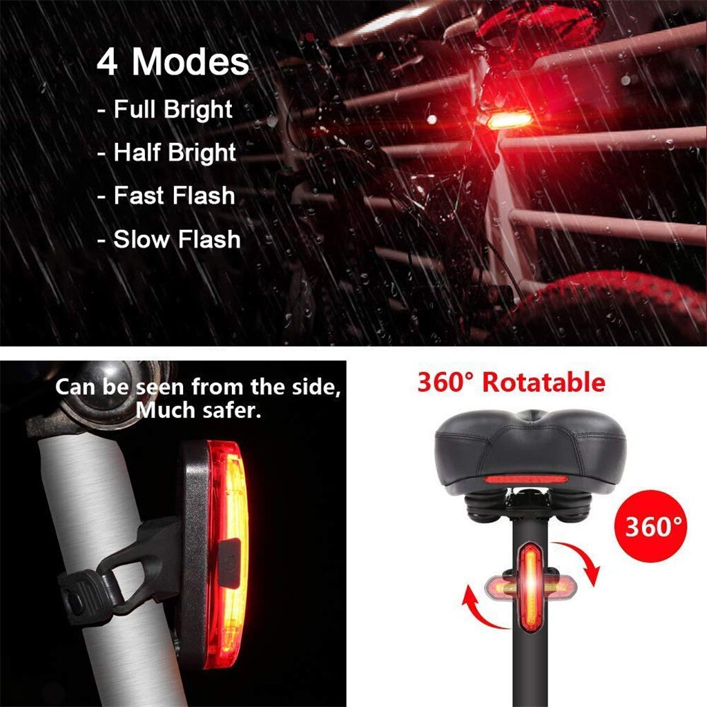 Fiets Licht Usb Oplaadbare Waterproof Fietslicht Set Fietsen Front Light + Achter Licht Weg Mountainbike Zaklamp