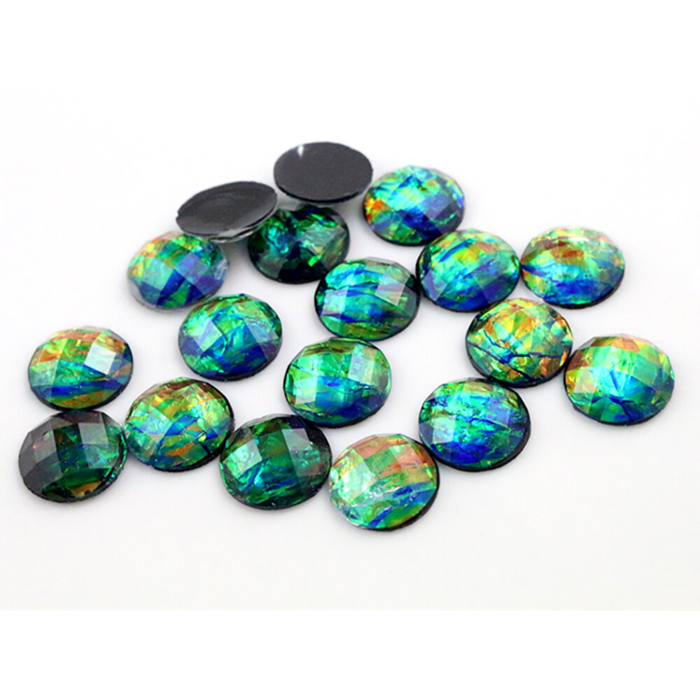 40pcs 12mm Mix Colors Tangent plane Built-in metal foil Flat back Resin Cabochons Cameo: Z5-21