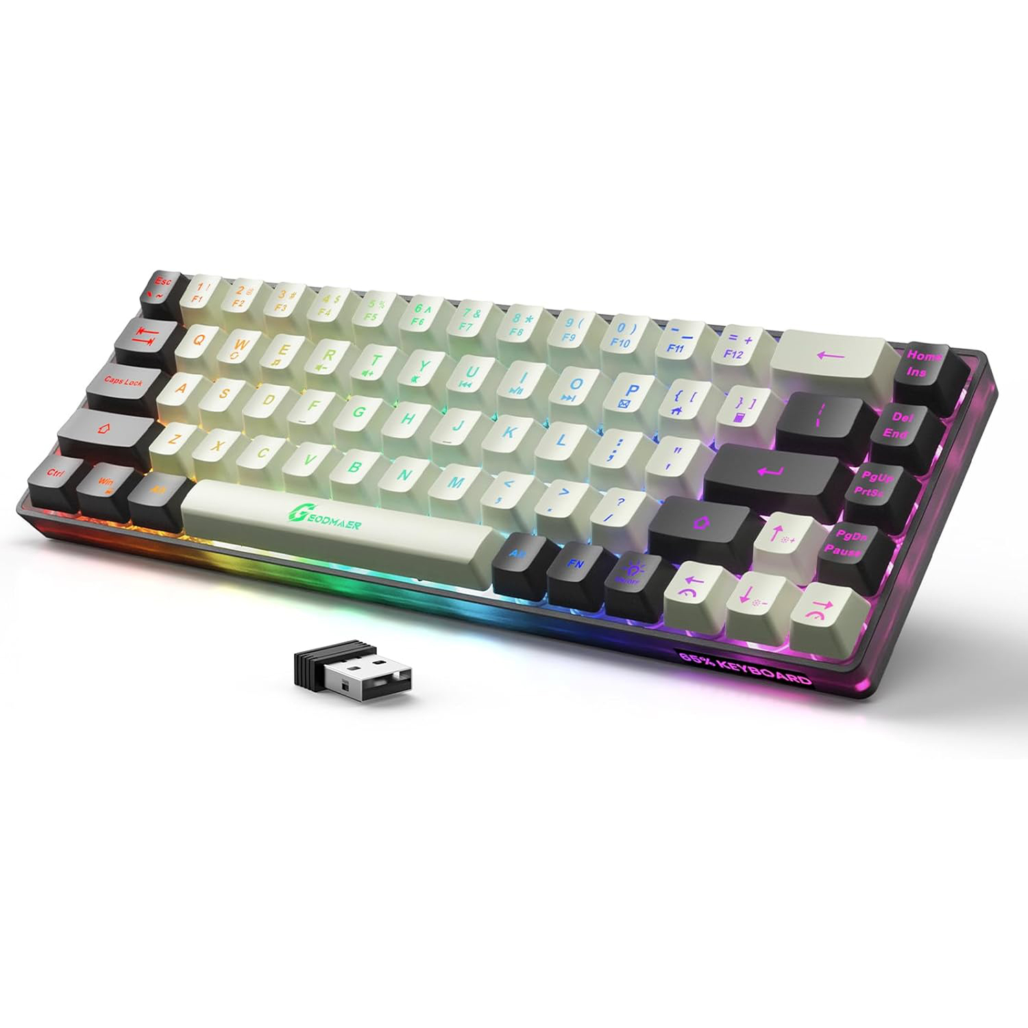 65%  trådløse gamingtastaturer genopladelige baggrundsbelyste gamingtastaturer ultrakompakt anti-ghosting konfliktfrit tastatur til pc bærbar computer: Khaki