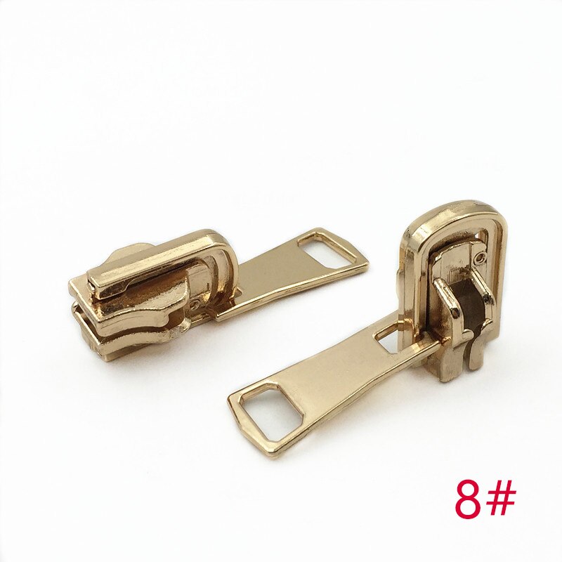 5pcs Double-sided Zipper Sliders for 5# 8# Metal Rotatable Zippers Puller Jackets Clothes Head Zip Repair Kit Sewing Accessories: LightGold-No8