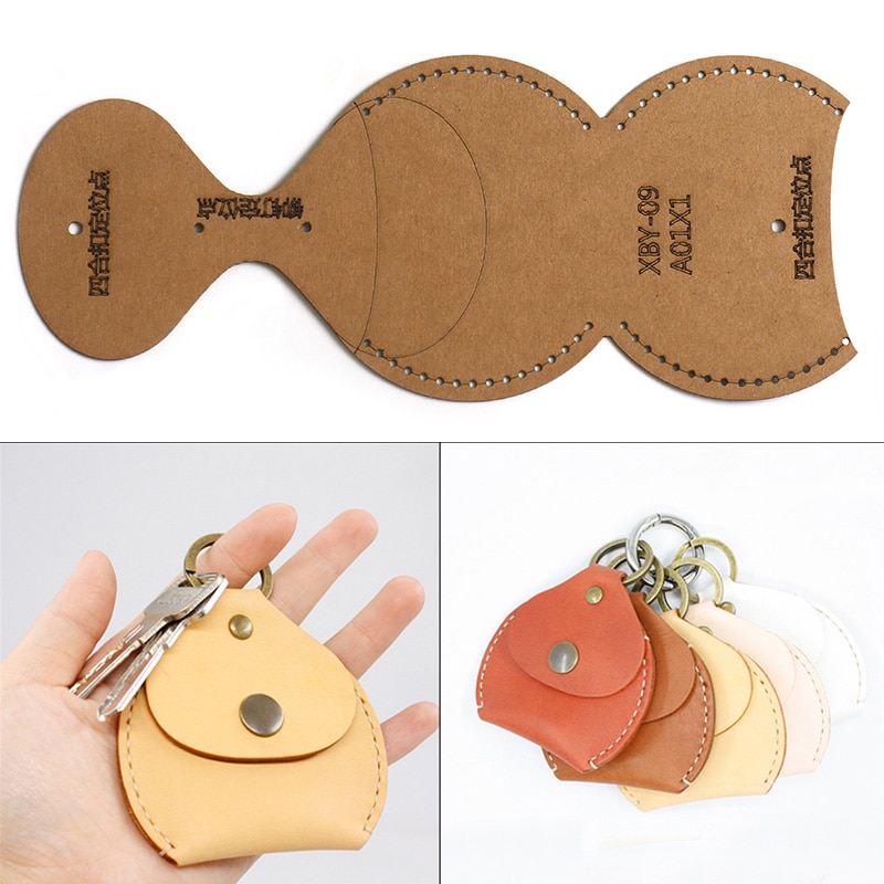 Leather Craft Personality Coin Purse Sewing Pattern Hard Kraft Paper and Acrylic DIY Template 8.5cm*8.3cm DIY Leather Tools