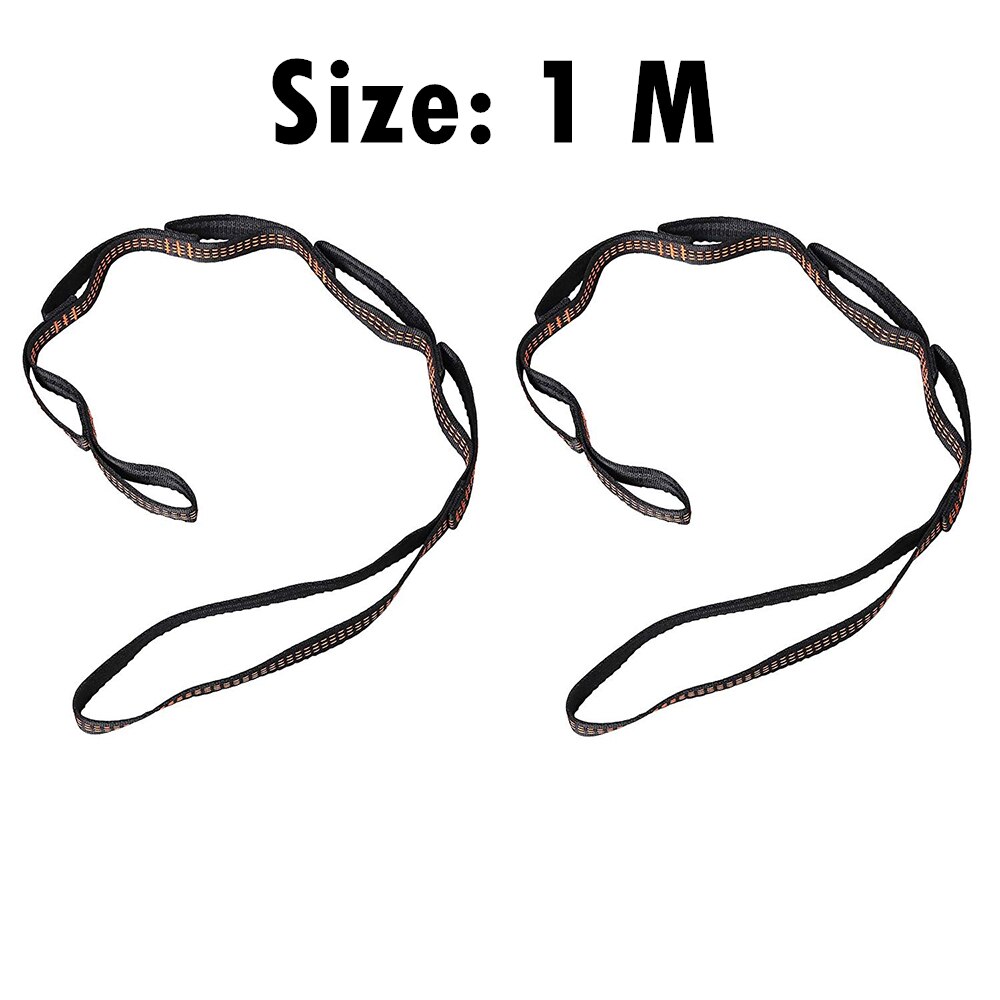 2PCS 3M Daisy Chain Extension Strap Adjustable Loops Straps Rope Carabiner Storage Bag Yoga Hammock Hanging Climbing Accessory: 1m strap