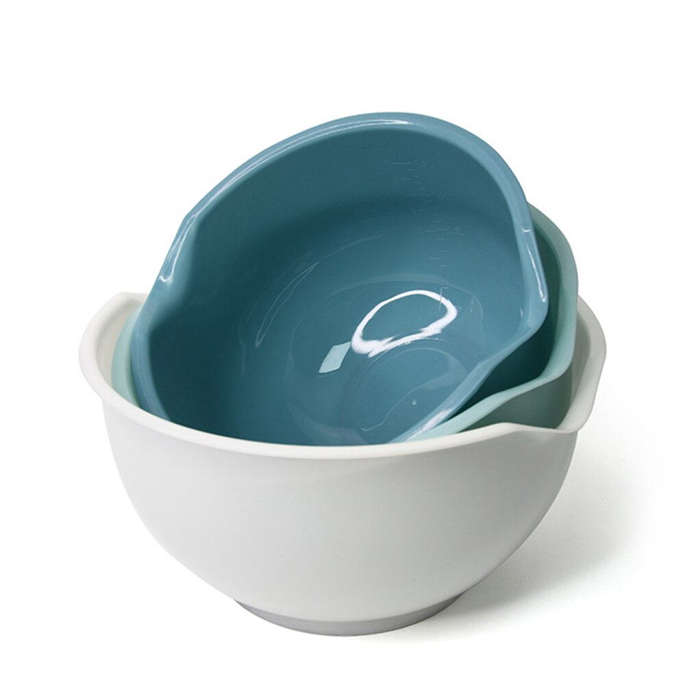 3PCS Mixing Bowls Multi-purpose Plastic Mixing Bowl Salad Bowl Kitchen Vegetable Fruit Container Lunch Soup Bowl