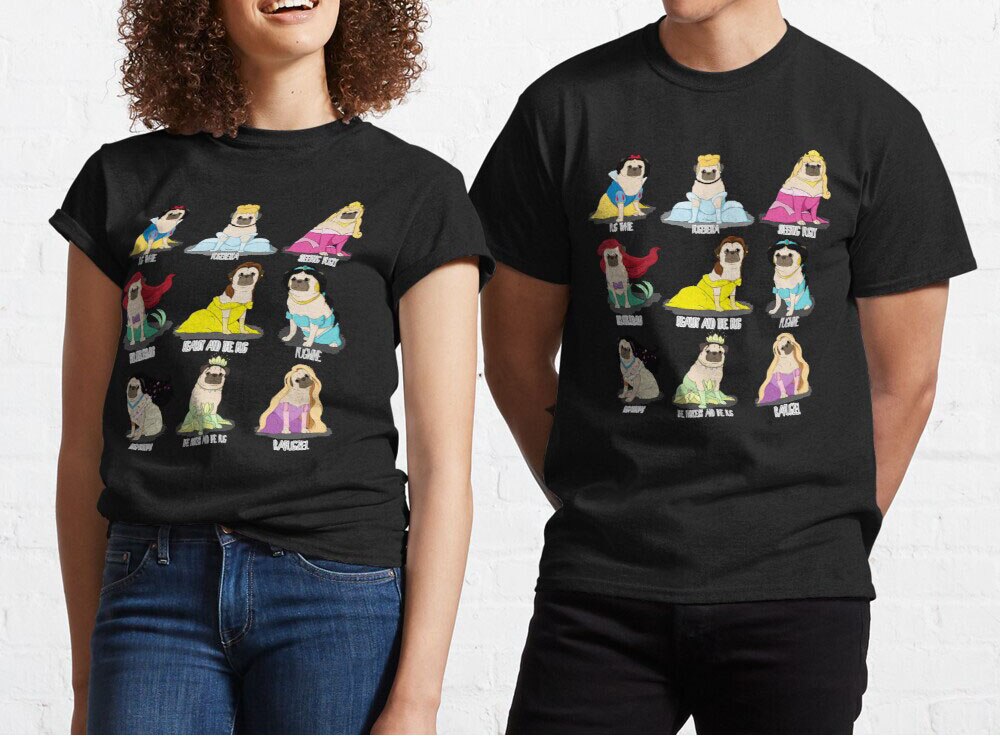 Pug Princesses Tee Shirt Men's Summer T shirt 3D Printed Tshirts Short Sleeve Tshirt Men/women T-shirt