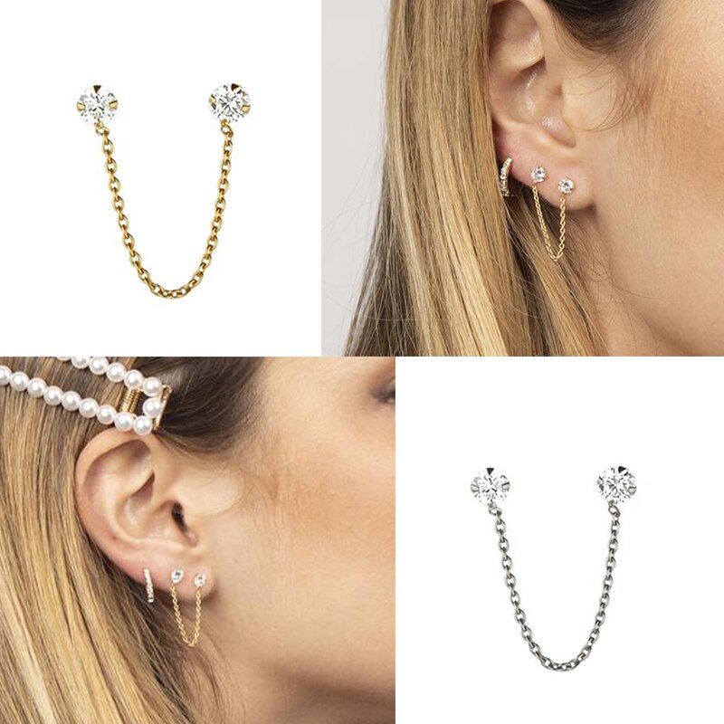 Minimalistischen 925 Sterling Silber Drei Ball Stud Ohrringe Zarte Tiny Dot Ohrringe Knorpel Helix Piercing Kette Ohrringe A30