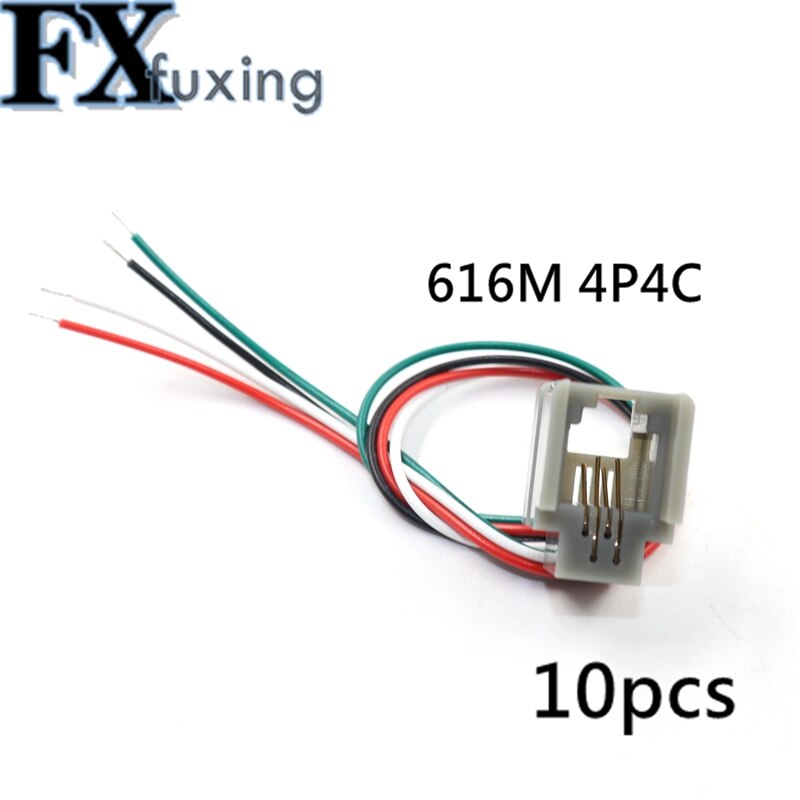 10PCS RJ11 RJ12 RJ45 telephone FEMALE SOCKET connector with wire 4P4C 6P4C 6P6C 8P8C female jack connector 616E 623K 616M 641D: 616M 4P4C 10PCS