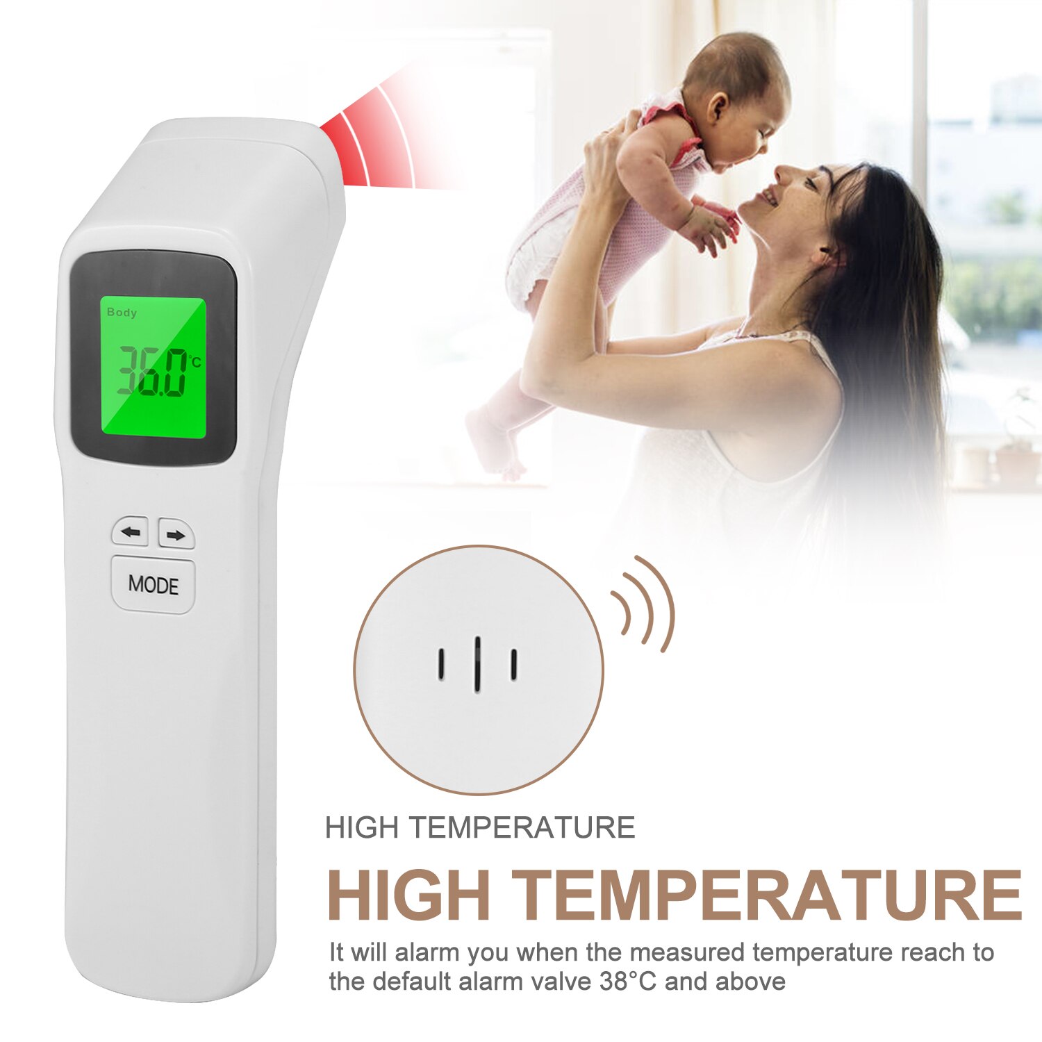 Oor voorhoofd thermometer infrarood digitale contactloze infrarood thermometer lcd achtergrondverlichting termometro infravermelho