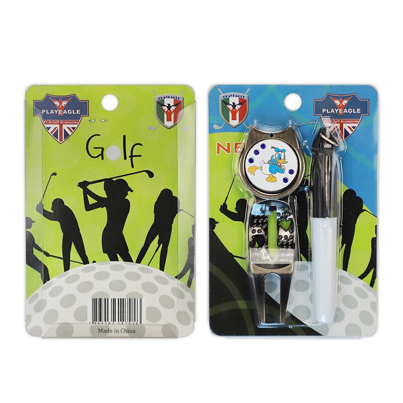 Golf divot værktøj golf grøn gaffel med liner pen playeagle små golf tilbehør: And