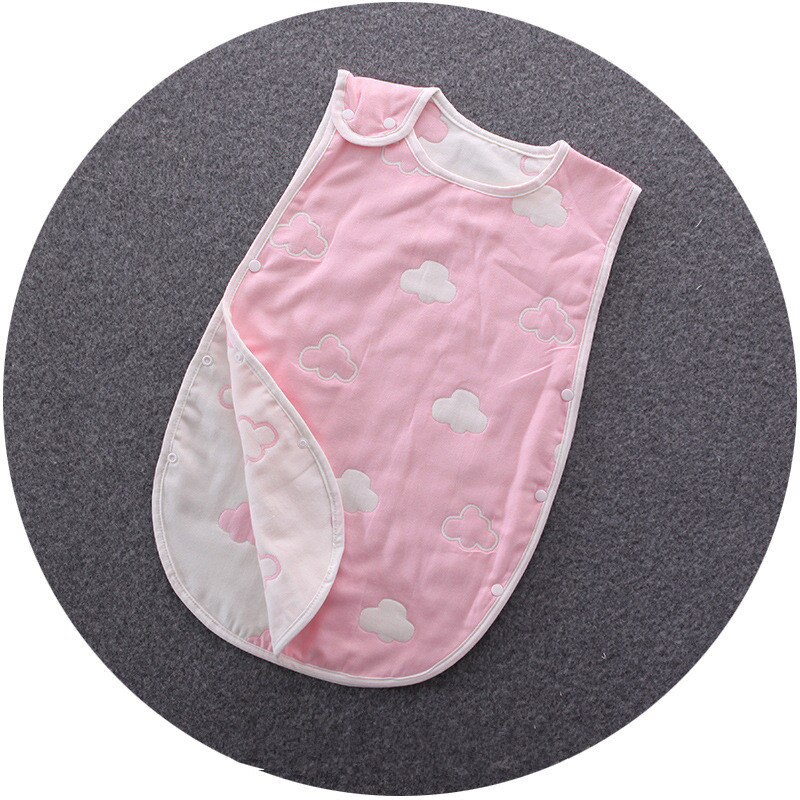 Bébé sac de couchage confortable 6 couches gaze coton pour 0-7Y enfants sommeil couvertures garçons filles enfants Swaddle vêtements de nuit Slaapzak: Pink Clouds / 24M