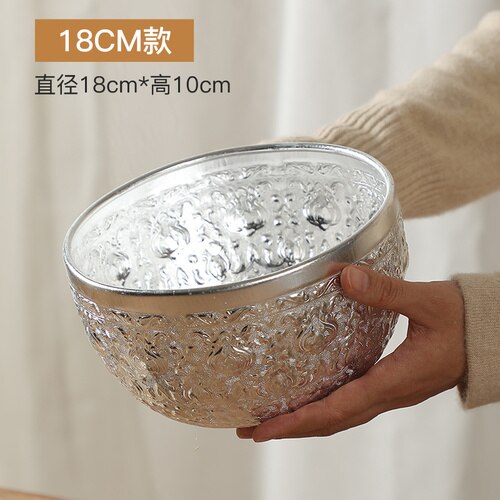 Cuenco de Metal para artesanía tailandesa, vajilla redonda tallada a mano para restaurante y Hotel, suministros para el hogar: 18X10 CM