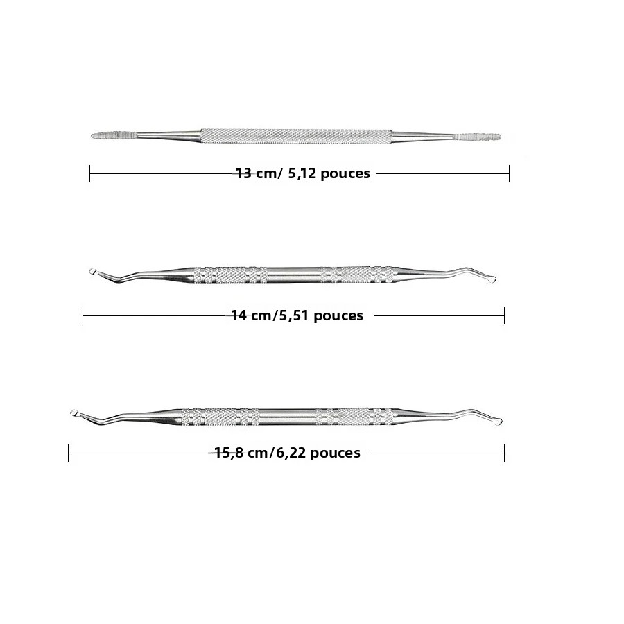 3Pcs Ingrown Toenail Correction Tool Set, Stainless Steel Double-Ended Nail Files, Paronychia Care, Foot Cleaning Tools