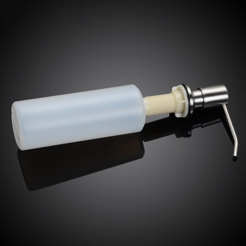 Såpedispenser til kjøkkenvask i rustfritt stål, påfyll ovenfra, innebygd for benk med væske, stor flaske