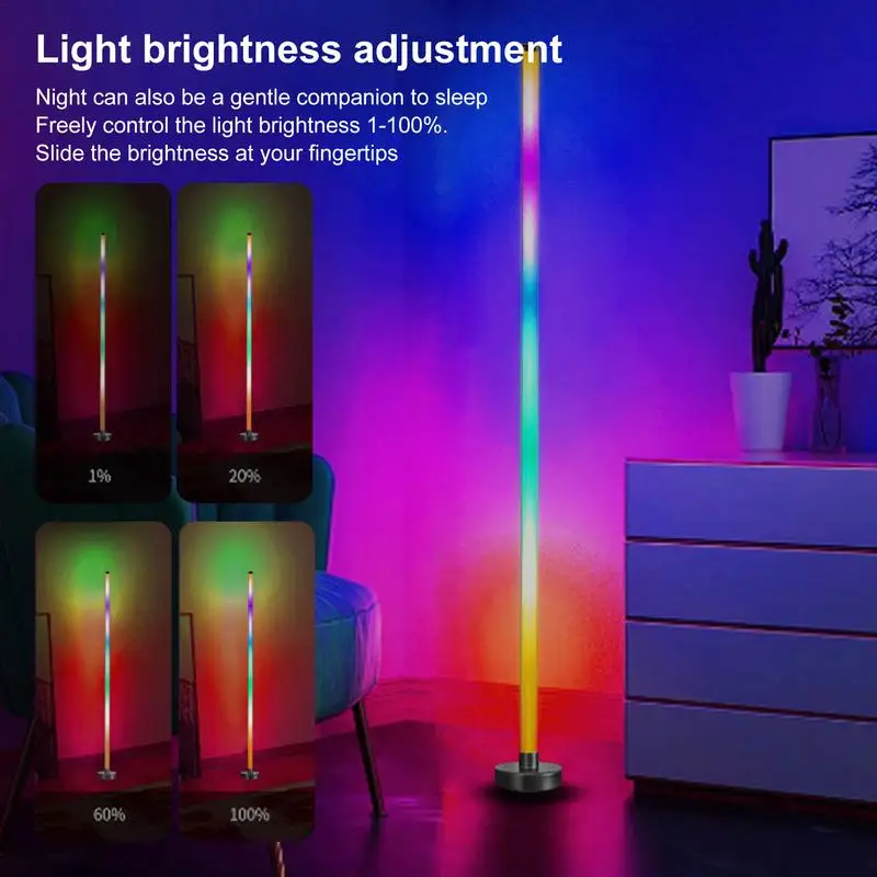 Rgb-gulvlampe moderne gulvlampe musiksynkronisering 10w stående gulvlampe stemningsbelysning med app-fjernbetjening til soveværelser stue