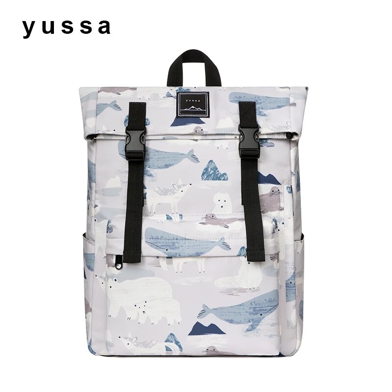 Blue Sea Print 14inch Laptop Backpack Women School Backpack Girl Waterproof College Bag Boy Ravel Bagback Men Original: blue4