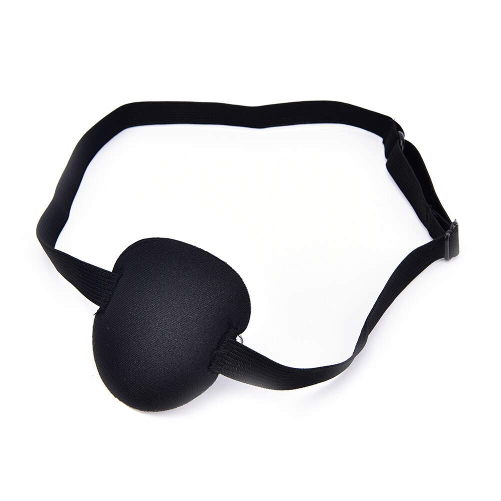 Adult Child Single Eye Cover Eyeshade Sleeping Eye Mask One-eyed Cover Portable Soft Eye Patch Amblyopia Traning Goggles: Black