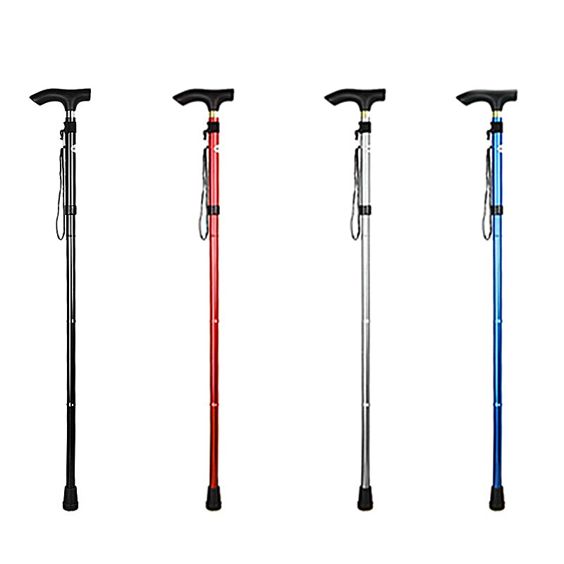 T-handle Telescopic Walking Stick for the Elderly Baton Hiking Trekking Poles 83-93cm Portable Aluminum Folding Stick