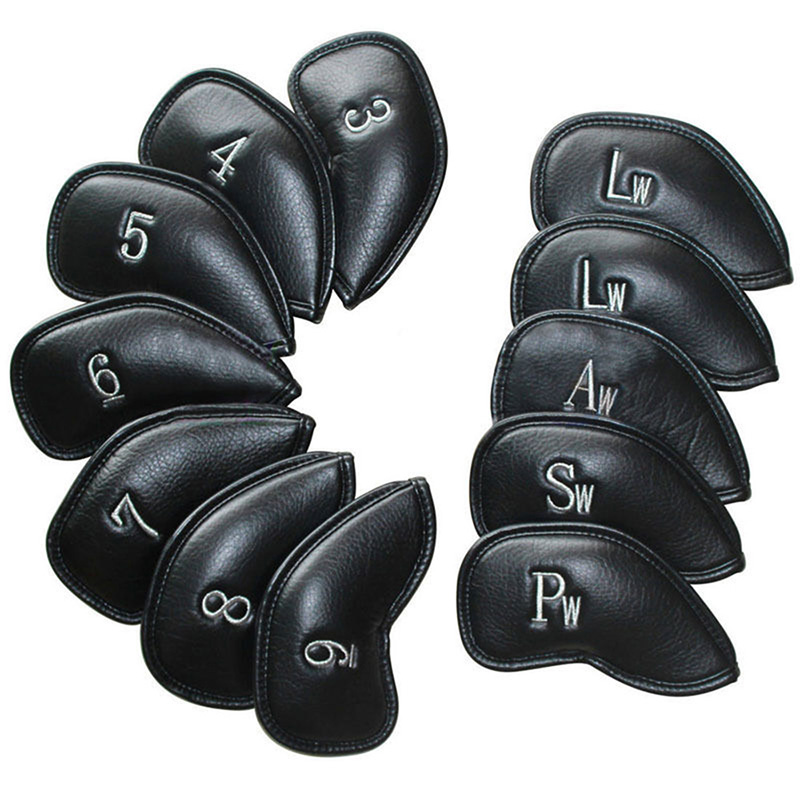 12 Pcs Golf Sport Iron Puller Pu Leather Covers Set Club Safty Protector Putter Head Cover In