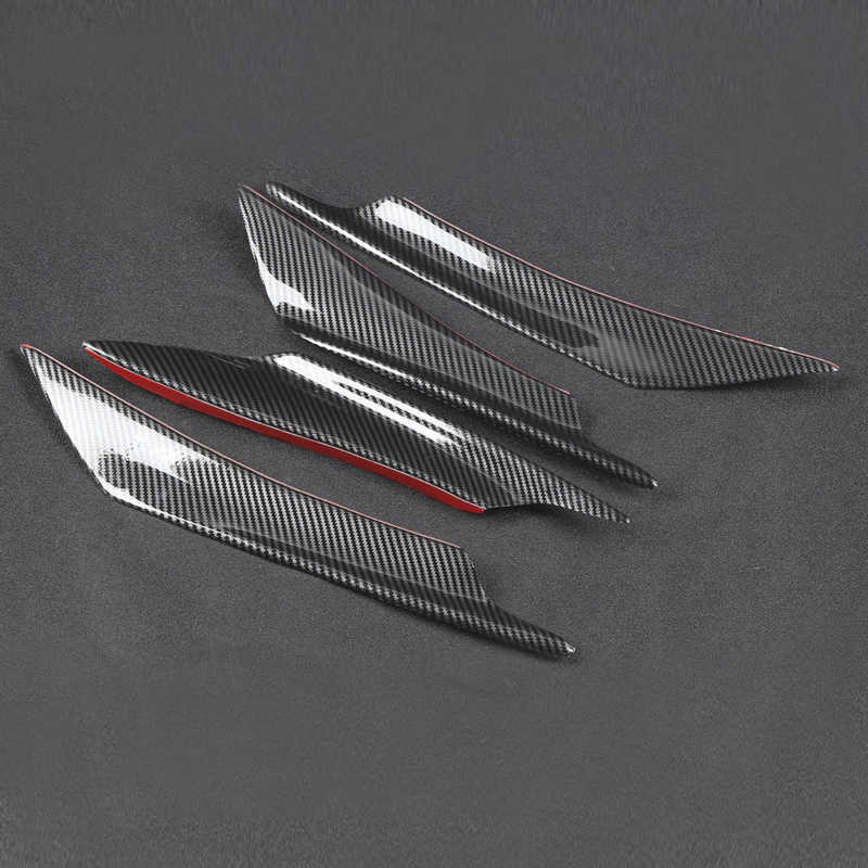 4pcs Car Body Kits Universal Front Bumper Spoiler Lip Splitter Fin Carbon Fiber Style Car Exterior Body Kits