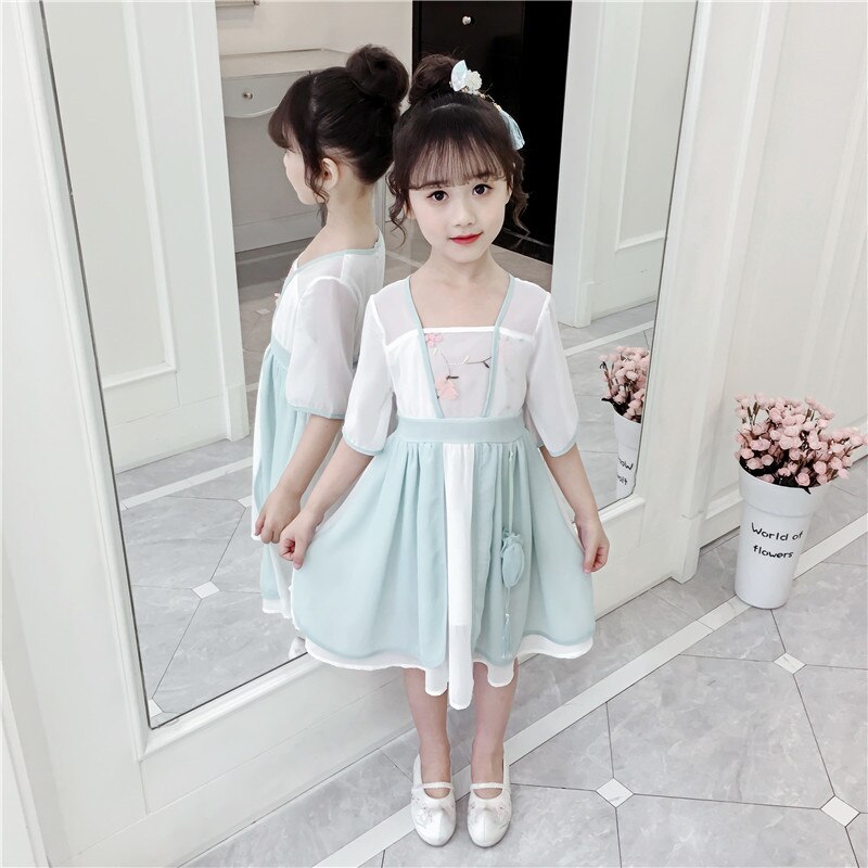 Hanfu Jurk Voor Meisjes Rok Zomer Chiffon Kinderen Chinese Geschiedenis Jurk School Dance Stage Kostuum Cosplay Kleding BL1797