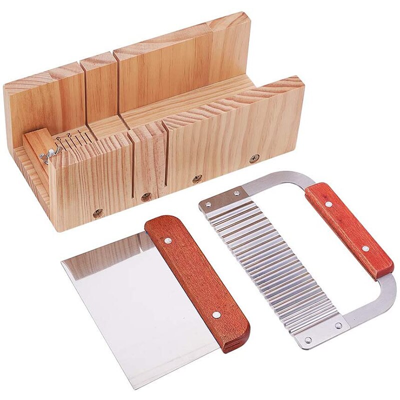 Wooden Soap Cutter Box Precise Line Cutting Adjustable Front Panel Comes with Cutter