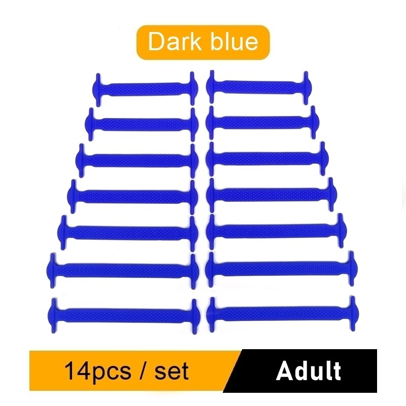 Lot de 16 lacets créatifs en Silicone, élastiques, pour chaussures sans cravates: Deep blue