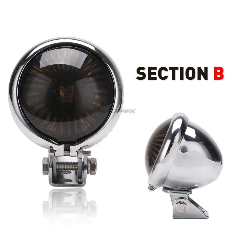 SPEEDPARK-Luz LED trasera de freno para motocicleta, luz roja de 12V, ajustable, estilo Cafe Racer, para Chopper: B-Silver-Black